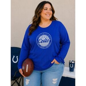 NFL Team Apparel Indianapolis Colts Long Sleeve T-Shirt Women 1X Blue Cotton NEW